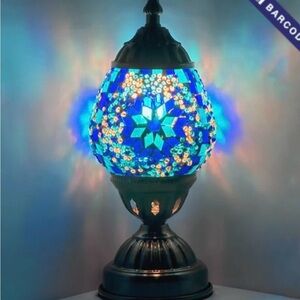 Mosaic Glass Table Lamp - Blue and Green
